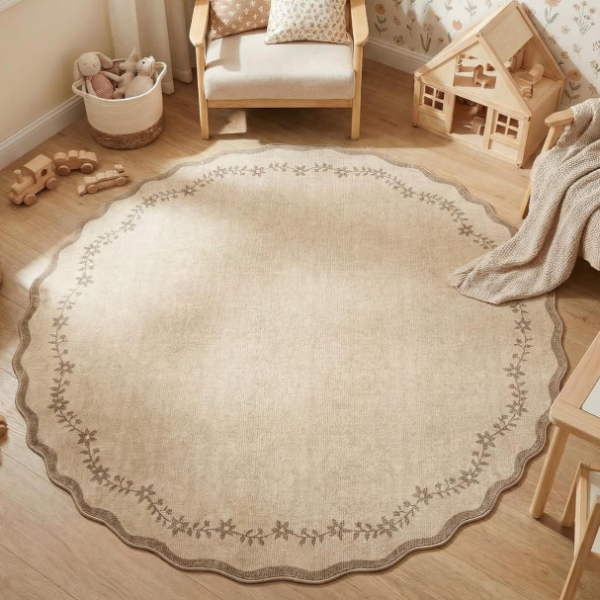 Round Rug: Machine-Washable, Non-Slip, Soft, Low-Pile