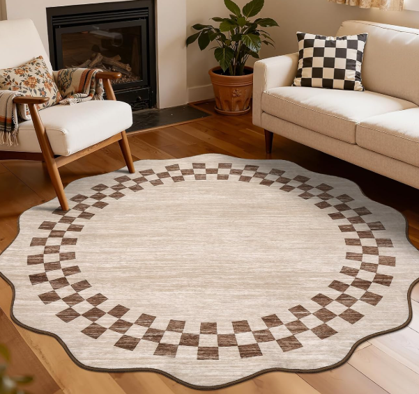 Round Rug: Solid Color, Low-Pile, Non-Slip, Machine-Washable