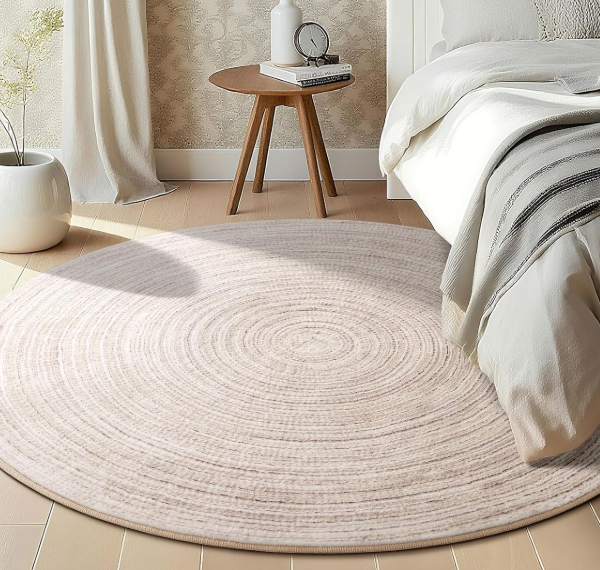 Round Rug: Faux Jute, Low-Pile, Non-Slip, Soft