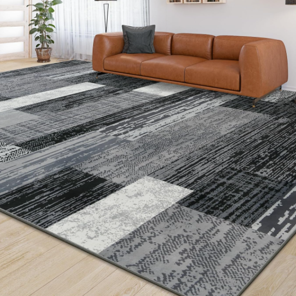 Geometric Patchwork Rug: Machine Washable, Non-Shedding