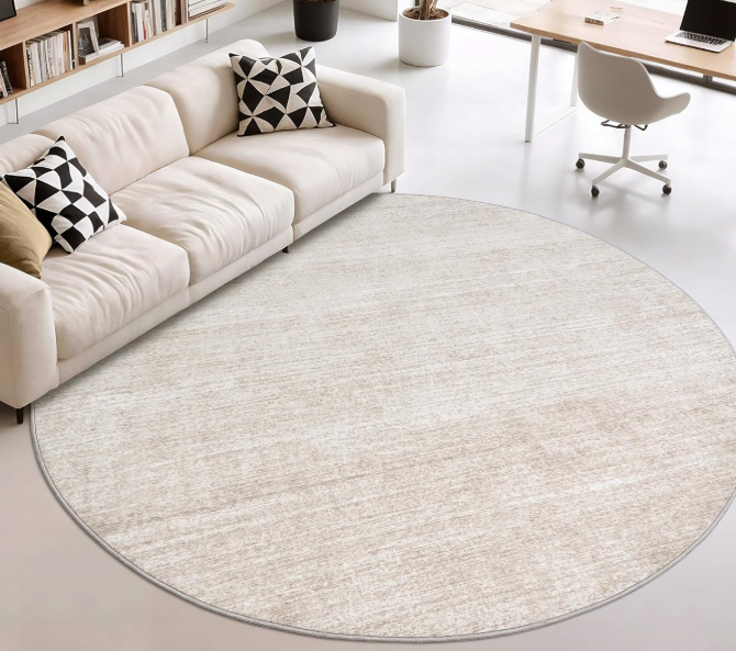 Round Rug: Stain-Resistant, Non-Slip, Foldable, Machine-Washable