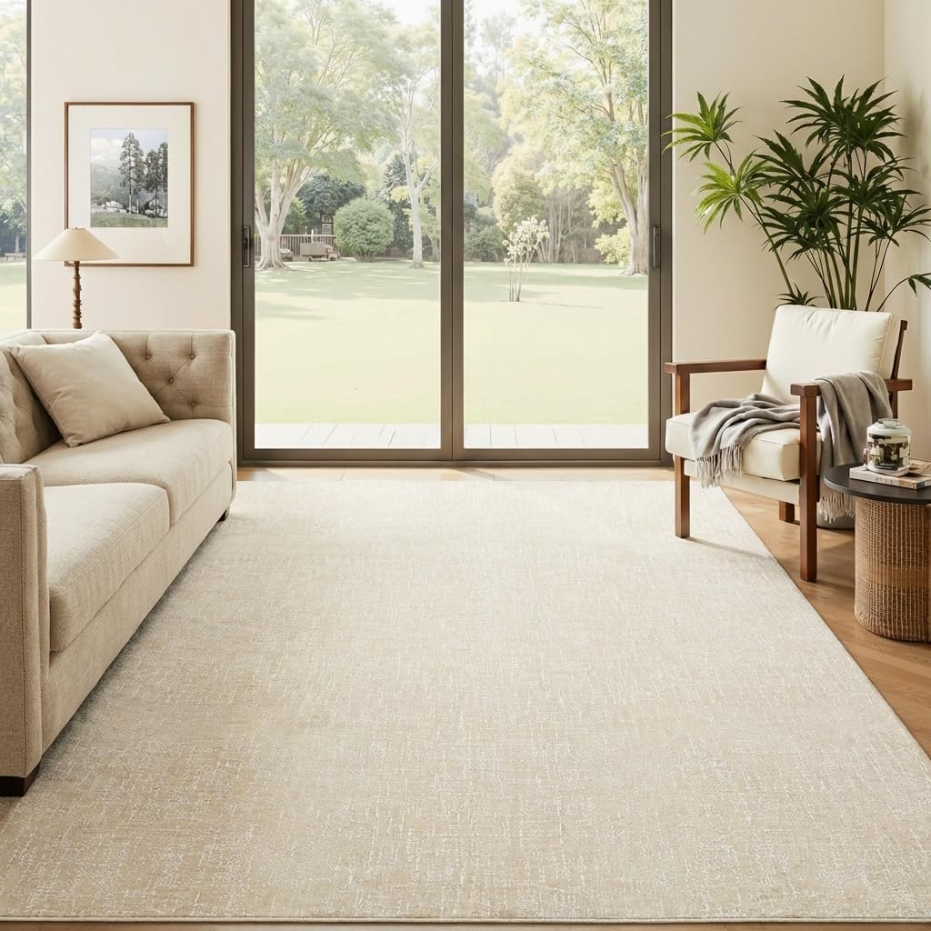 Solid Color Rug With Rubber Backing: Washable, Stain-Resistant