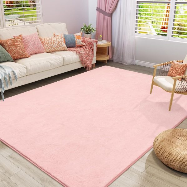 Fluffy Washable Rug: Non-Slip, Minimalist