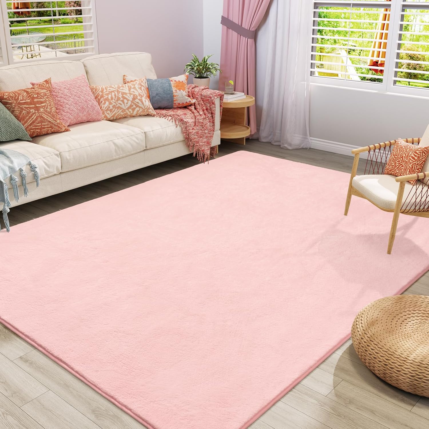 Fluffy Washable Rug: Non-Slip, Minimalist