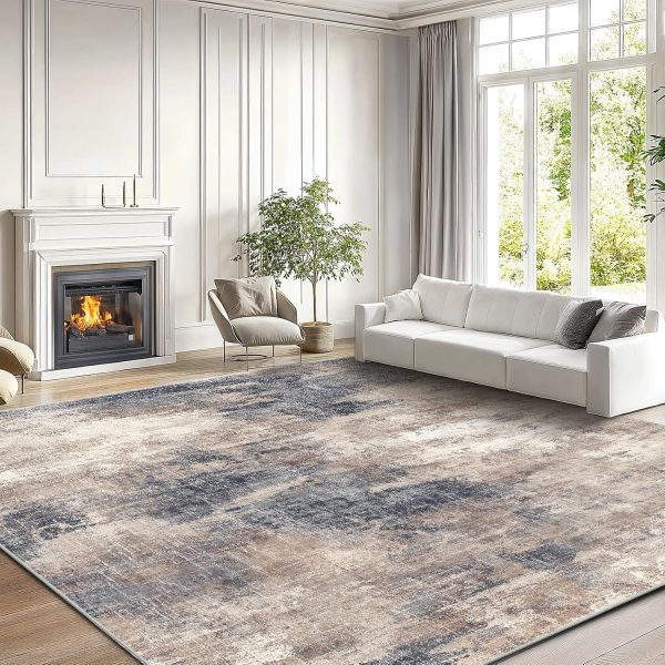 Modern Abstract Rug: Non-Slip, Low-Pile, Washable